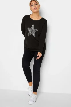 M&Co Womens M&Co Black Sequin Star Soft Touch Jumper