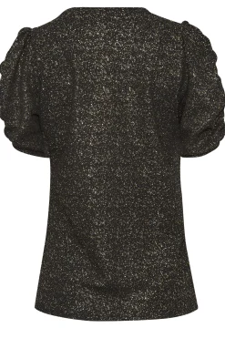 M&Co Womens M&Co Black Shimmer Ruched Sleeve Blouse