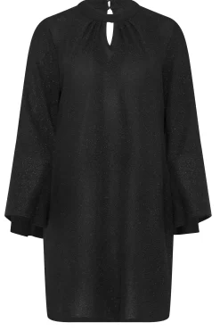 M&Co Womens M&Co Black Shimmer Bell Sleeve Mini Dress