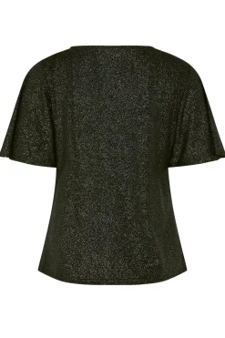 M&Co Womens M&Co Black Shimmer Angel Sleeve Wrap Top