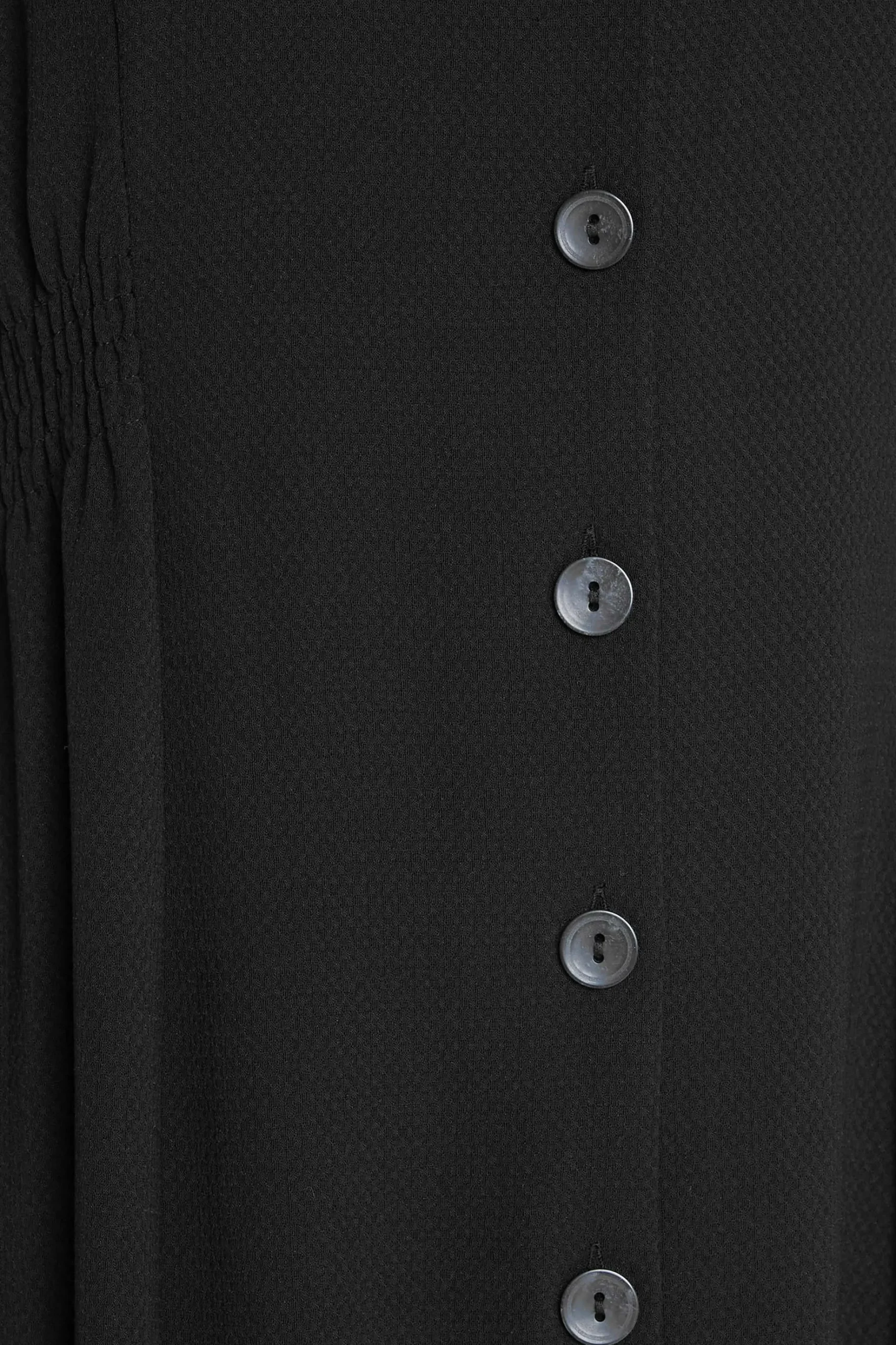 M&Co Womens M&Co Black Shirred Waist Button Through Midi Dress