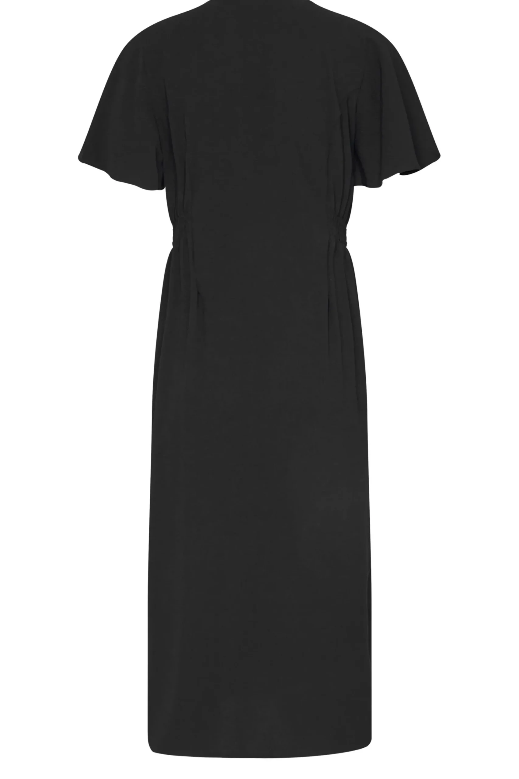M&Co Womens M&Co Black Shirred Waist Button Through Midi Dress