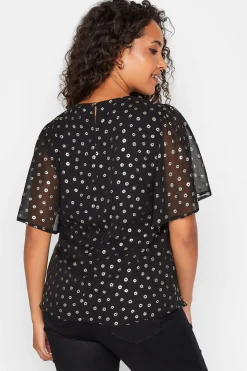M&Co Womens M&Co Black Spot Print Blouse
