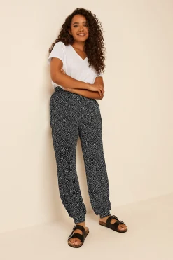 M&Co Womens M&Co Black Spot Print Harem Trousers