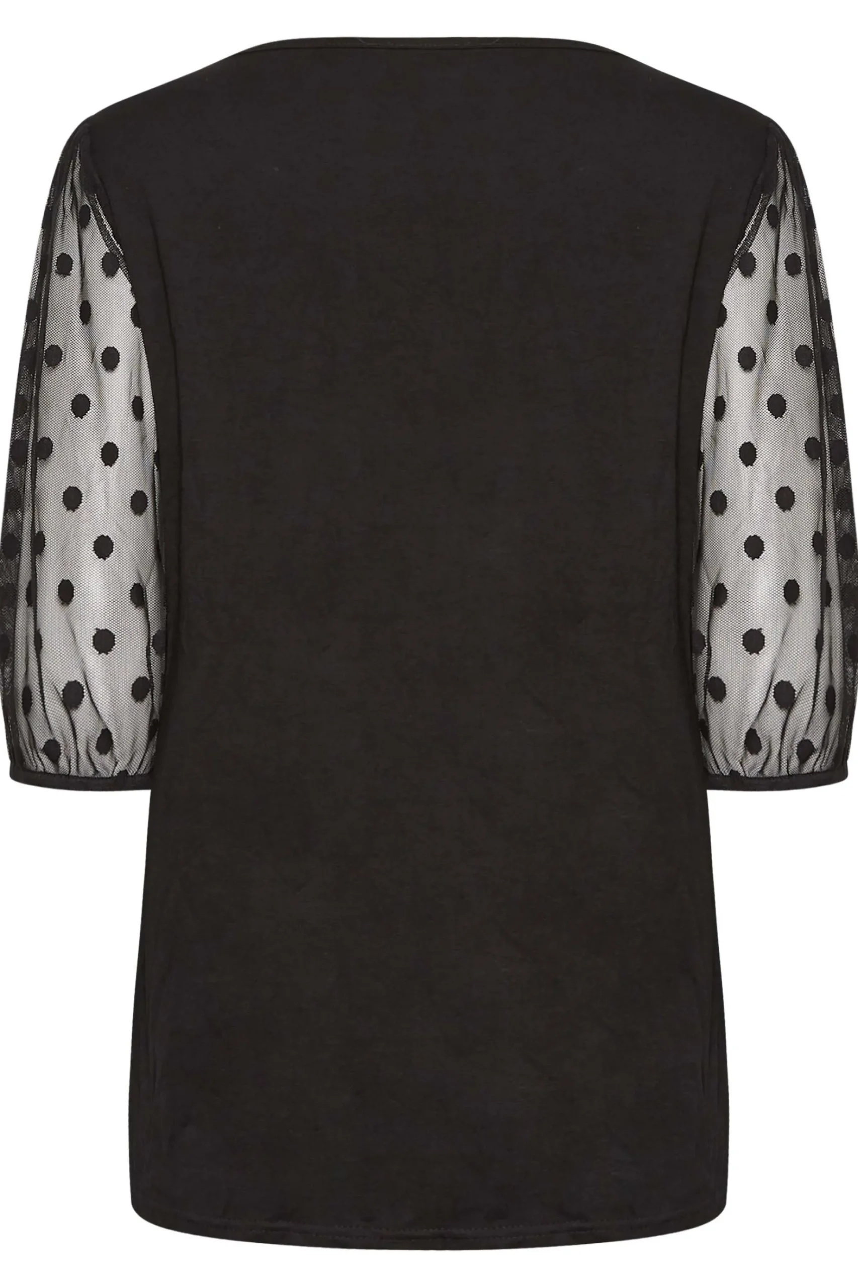 M&Co Womens M&Co Black Spot Mesh Sleeve Top