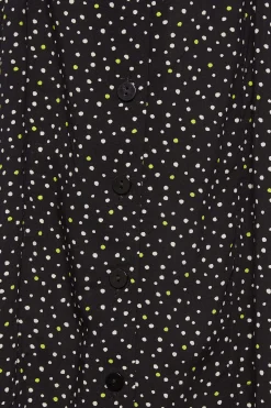 M&Co Womens M&Co Black Spot Print Shirred Waist Dress