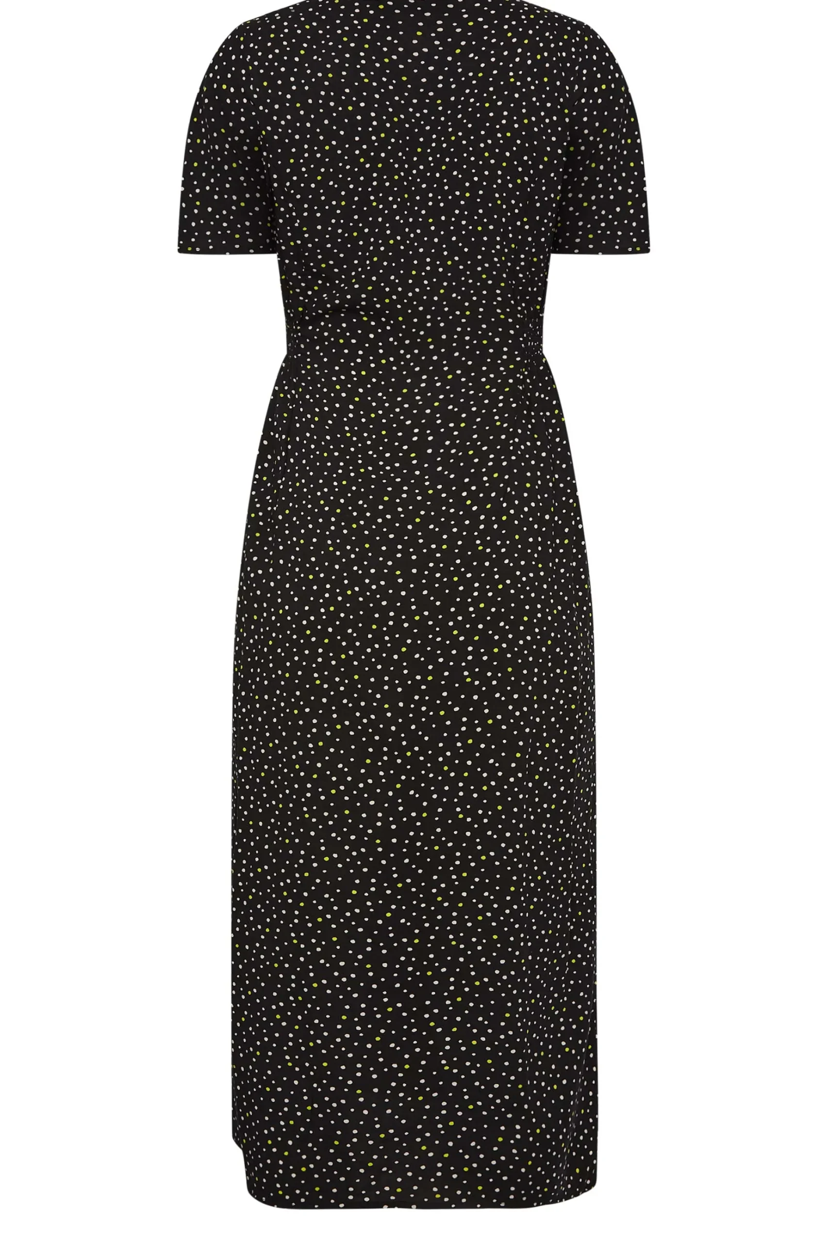 M&Co Womens M&Co Black Spot Print Shirred Waist Dress