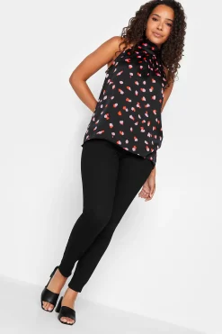 M&Co Womens M&Co Black Spot Print Halterneck Blouse