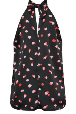 M&Co Womens M&Co Black Spot Print Halterneck Blouse
