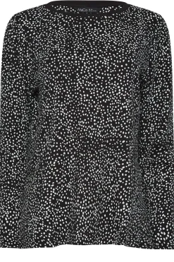 M&Co Womens M&Co Black Spot Print Long Sleeve Cotton Top