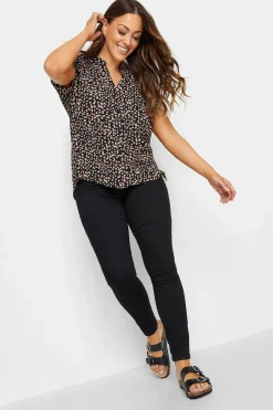 M&Co Womens M&Co Black Spot Print V-Neck Blouse