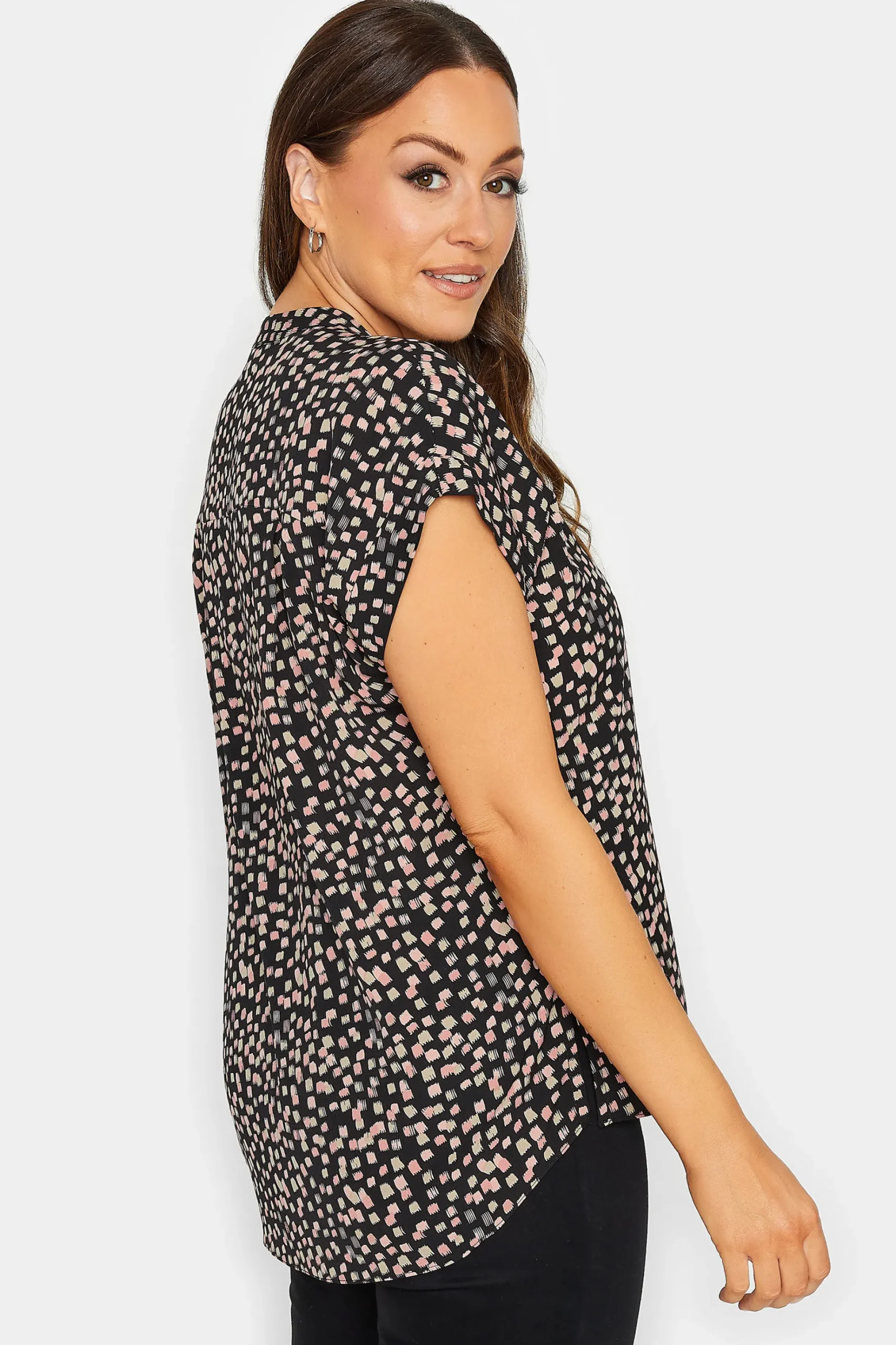 M&Co Womens M&Co Black Spot Print V-Neck Blouse