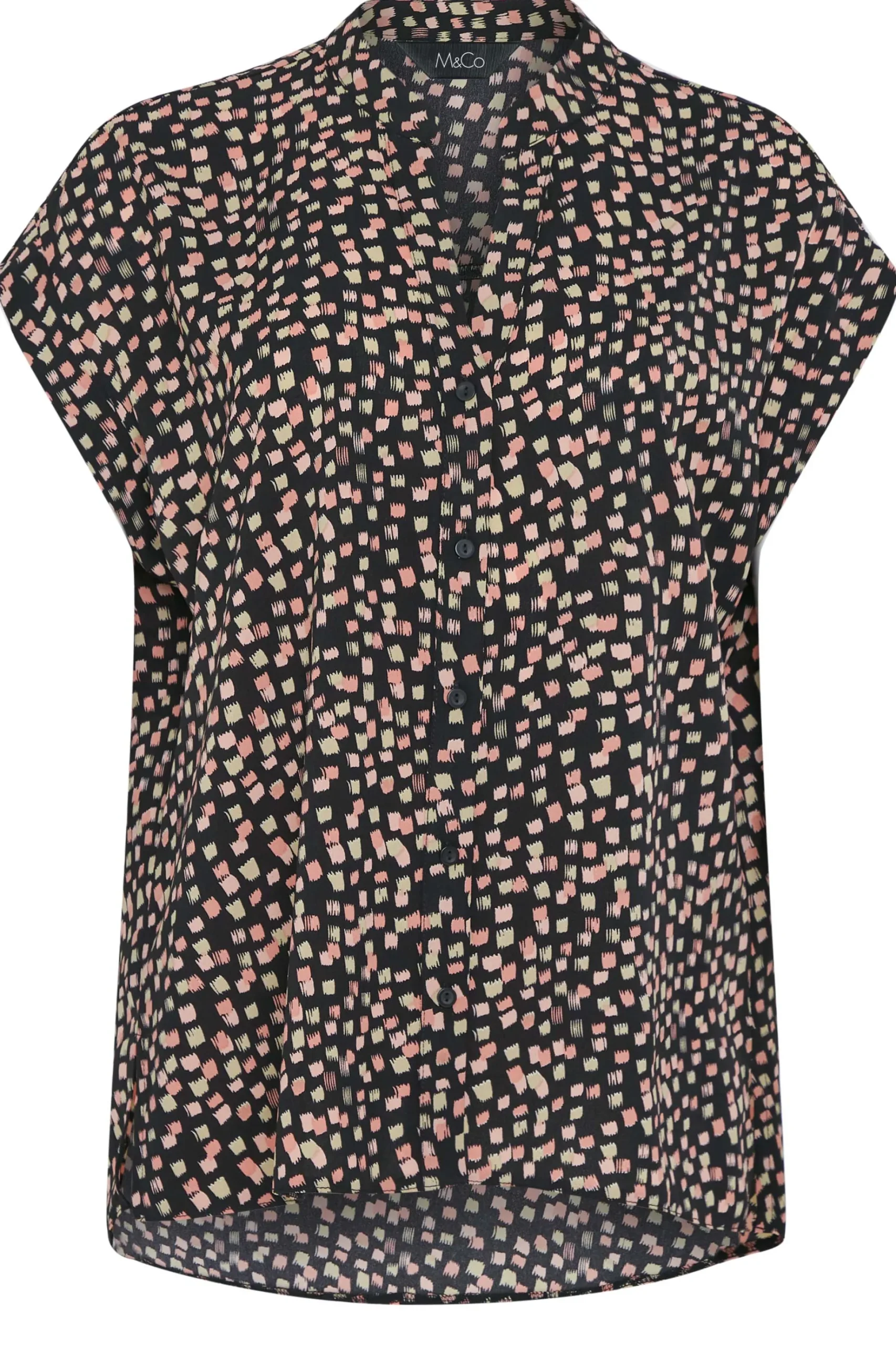 M&Co Womens M&Co Black Spot Print V-Neck Blouse