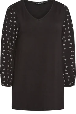 M&Co Womens M&Co Black Square Print Top