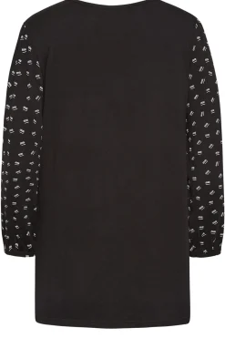 M&Co Womens M&Co Black Square Print Top