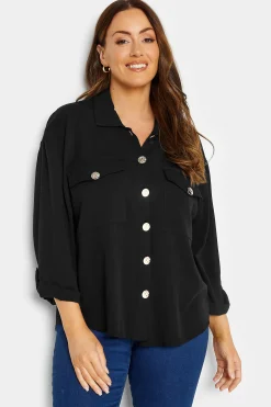 M&Co Womens M&Co Black Statement Button Shirt