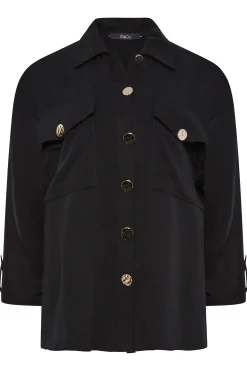 M&Co Womens M&Co Black Statement Button Shirt