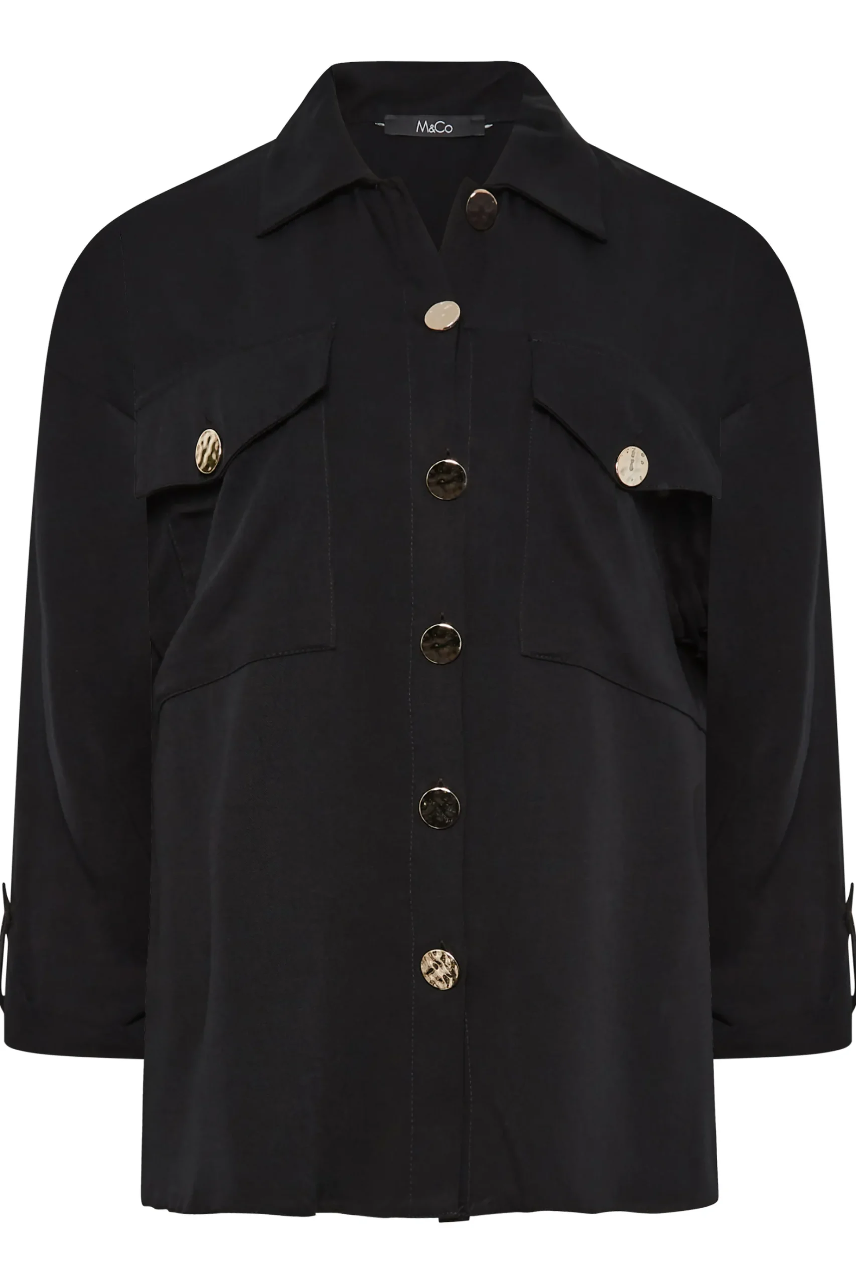 M&Co Womens M&Co Black Statement Button Shirt