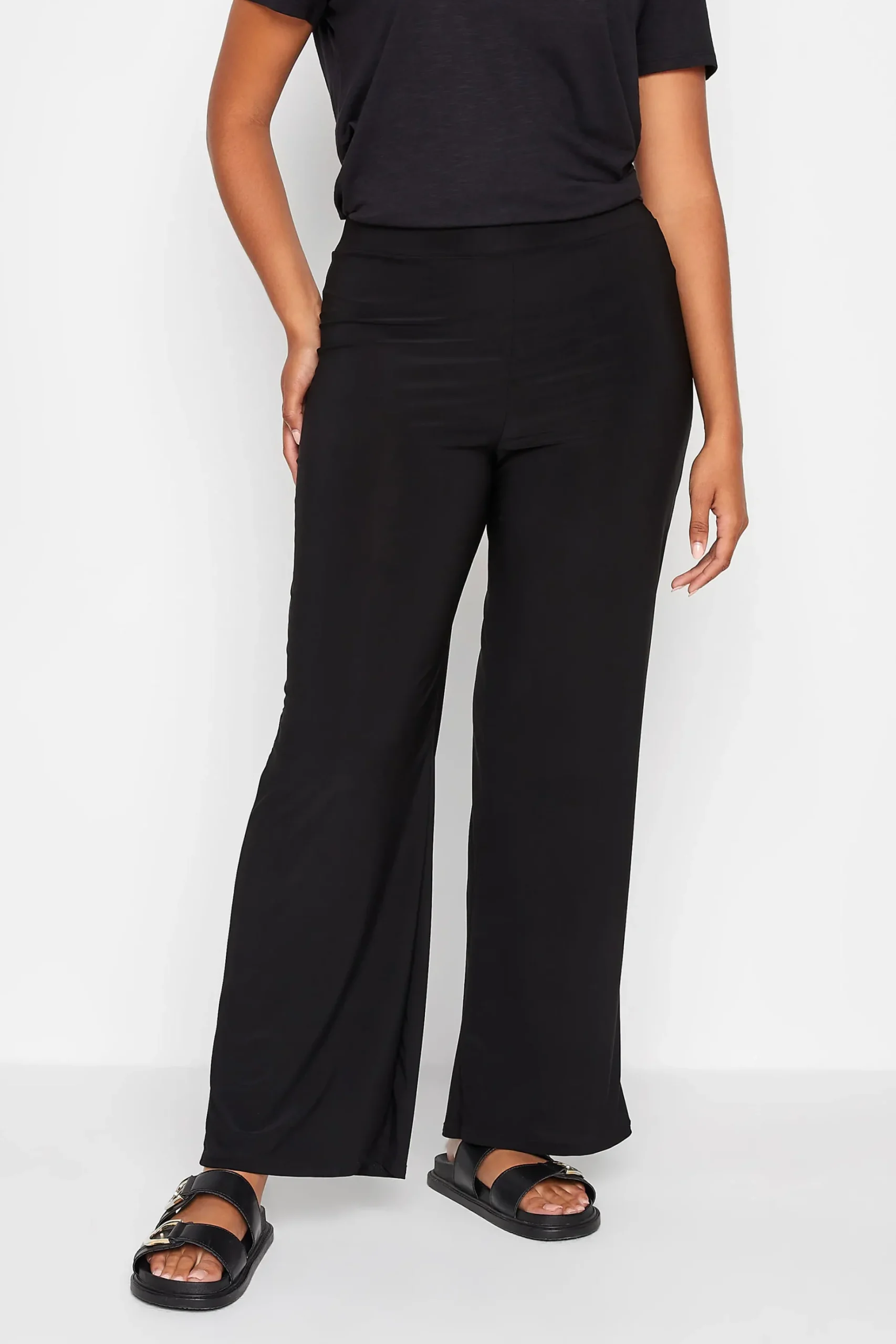 M&Co Womens M&Co Black Stretch Wide Leg Trousers