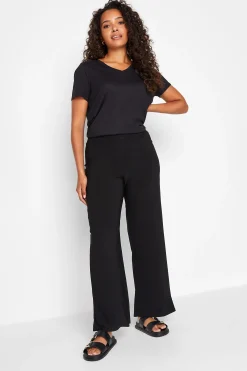 M&Co Womens M&Co Black Stretch Wide Leg Trousers