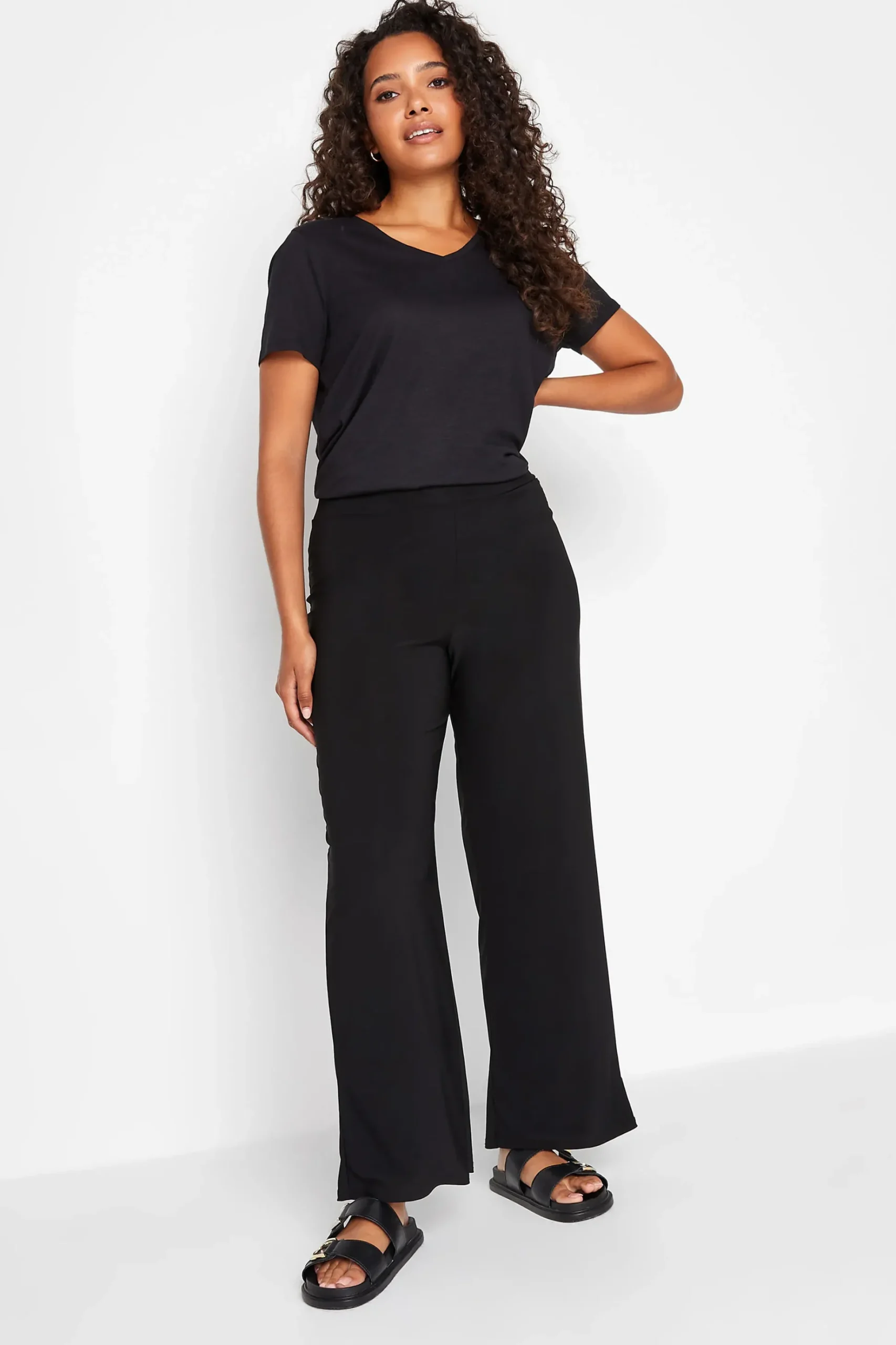 M&Co Womens M&Co Black Stretch Wide Leg Trousers