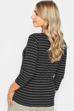 M&Co Womens M&Co Black Stripe Cotton Blend Top