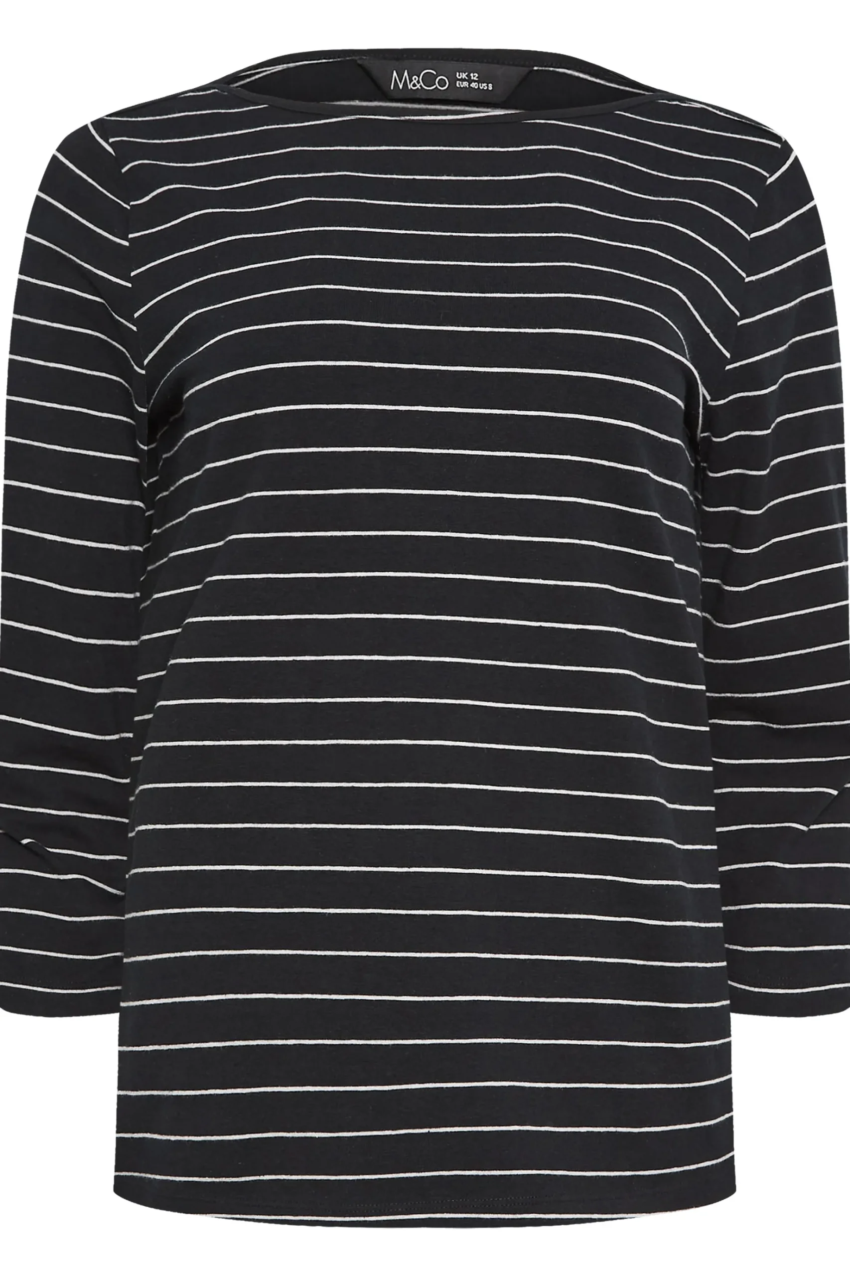 M&Co Womens M&Co Black Stripe Cotton Blend Top