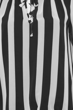 M&Co Womens M&Co Black Stripe Tie Neck Blouse