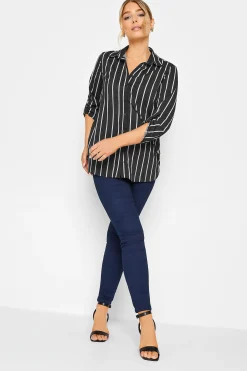 M&Co Womens M&Co Black Stripe Long Sleeve Shirt