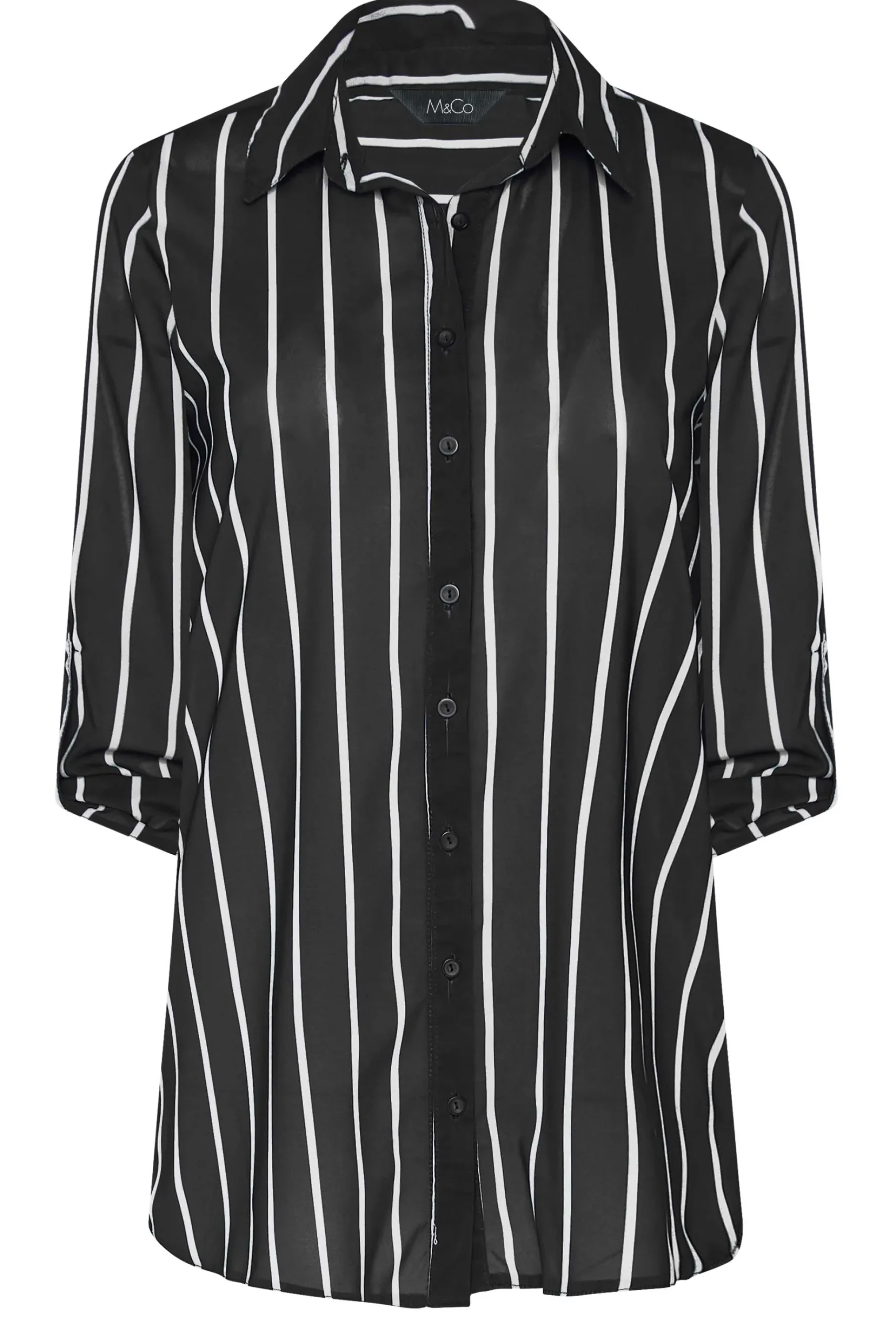 M&Co Womens M&Co Black Stripe Long Sleeve Shirt