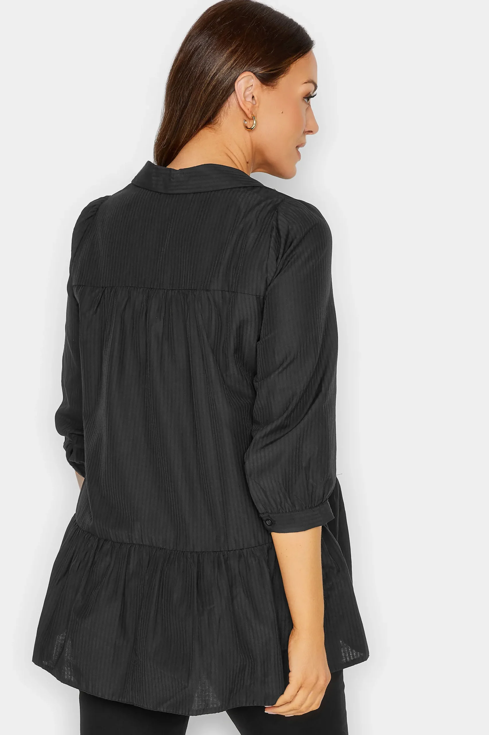 M&Co Womens M&Co Black Stripe Frill Hem Shirt