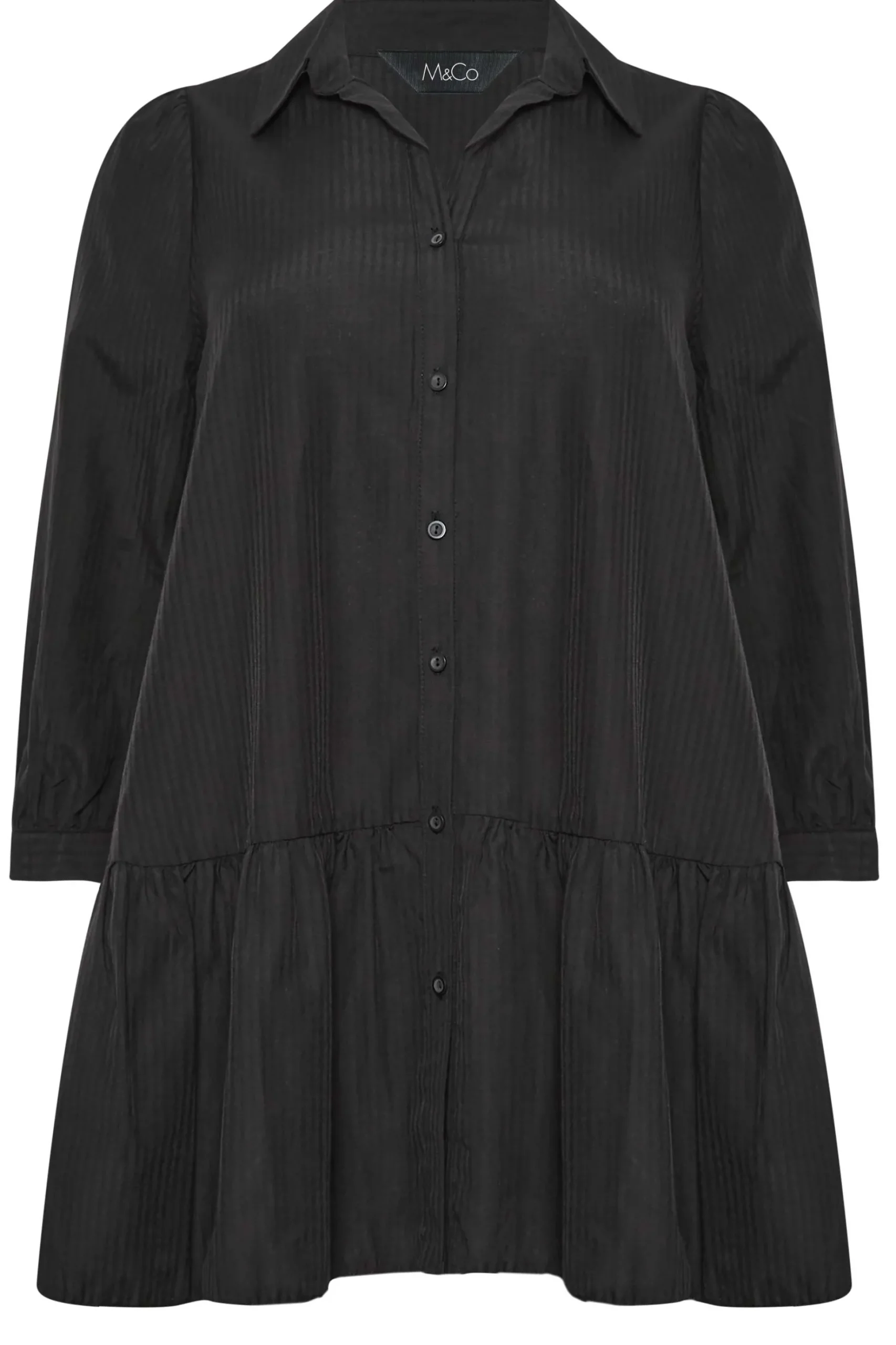 M&Co Womens M&Co Black Stripe Frill Hem Shirt
