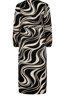M&Co Womens M&Co Black Swirl Print Midi Wrap Dress