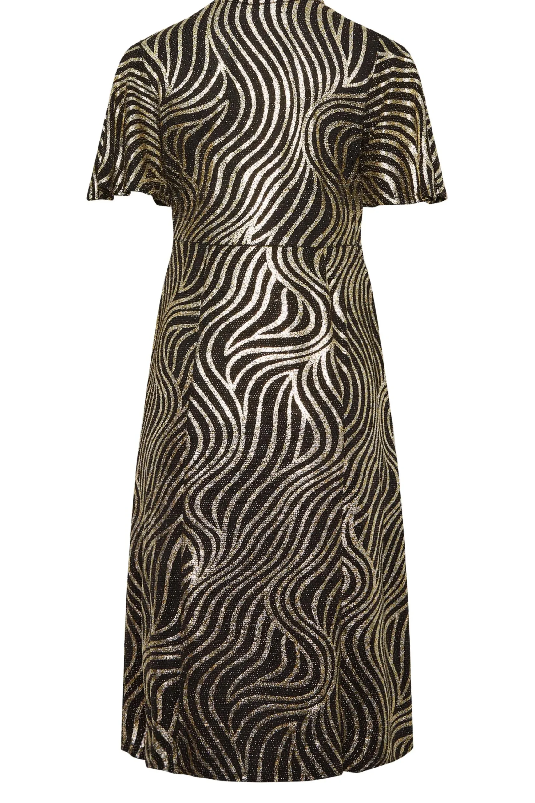 M&Co Womens M&Co Black Swirl Print Angel Sleeve Split Hem Midi Dress