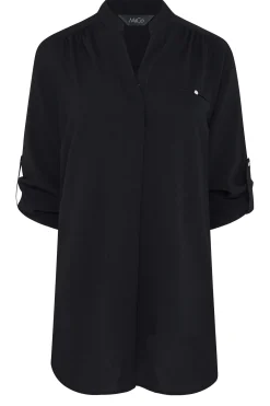 M&Co Womens M&Co Black Tab Sleeve Blouse
