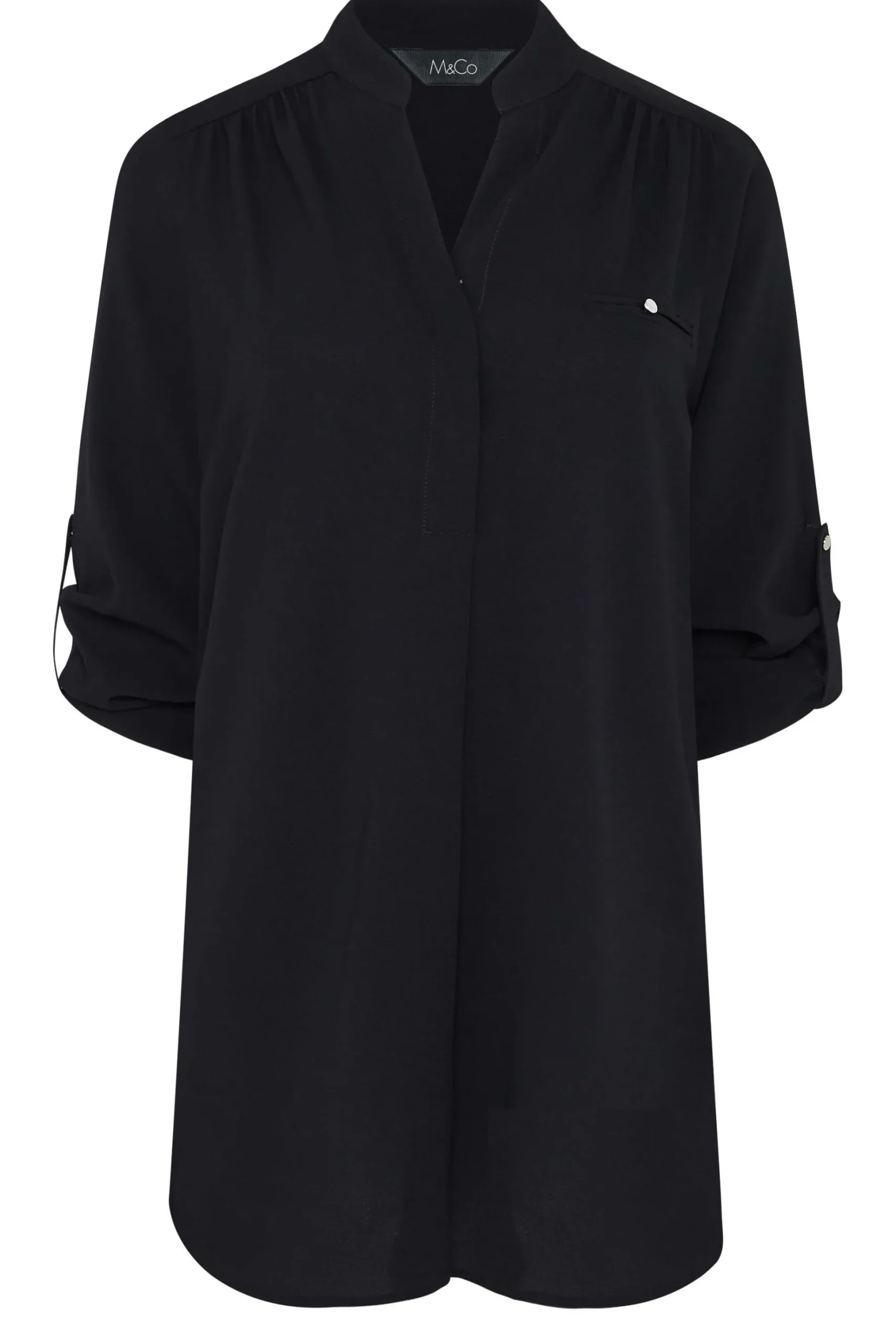M&Co Womens M&Co Black Tab Sleeve Blouse