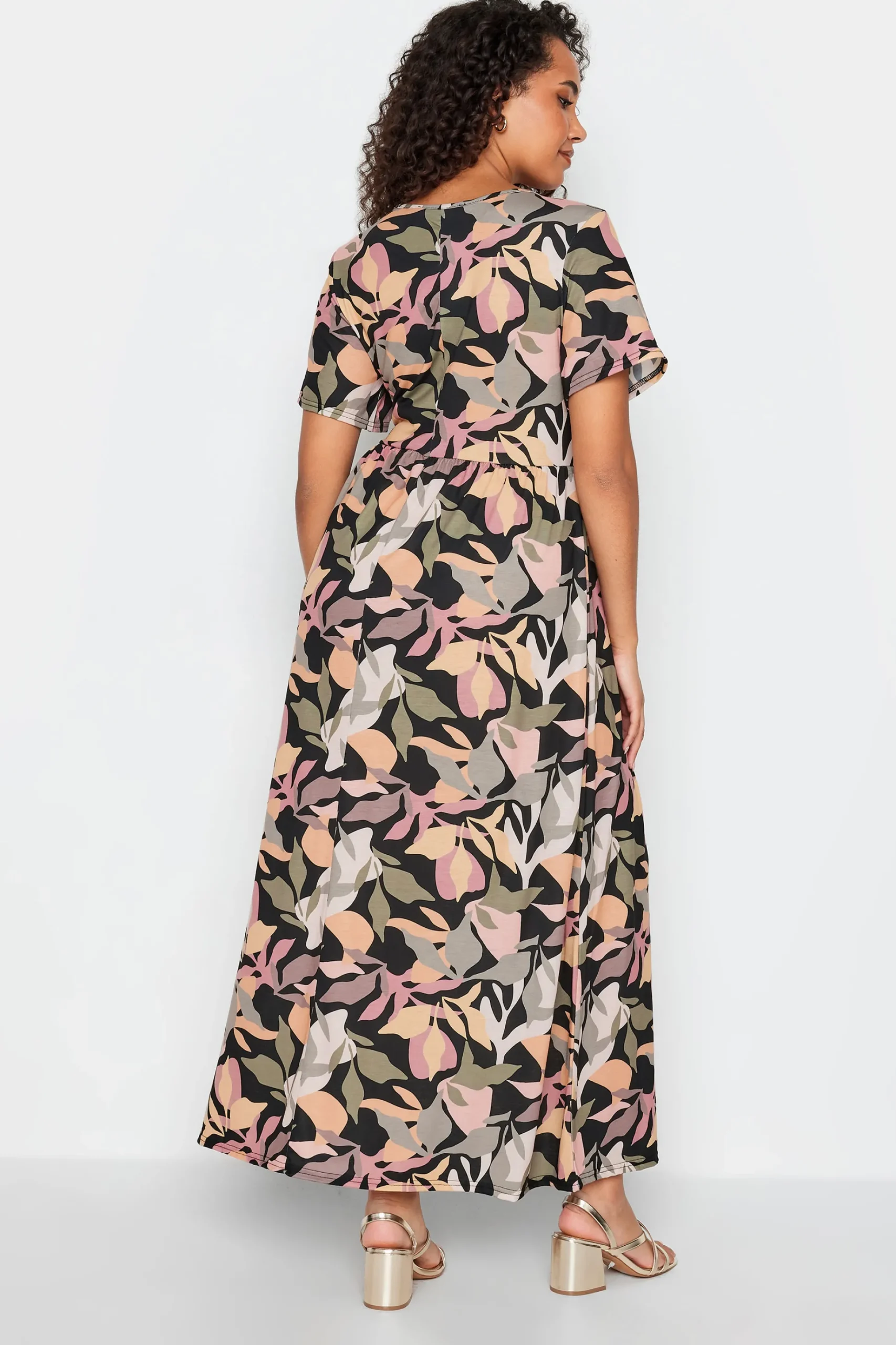 M&Co Womens M&Co Black Tropical Print Maxi Dress