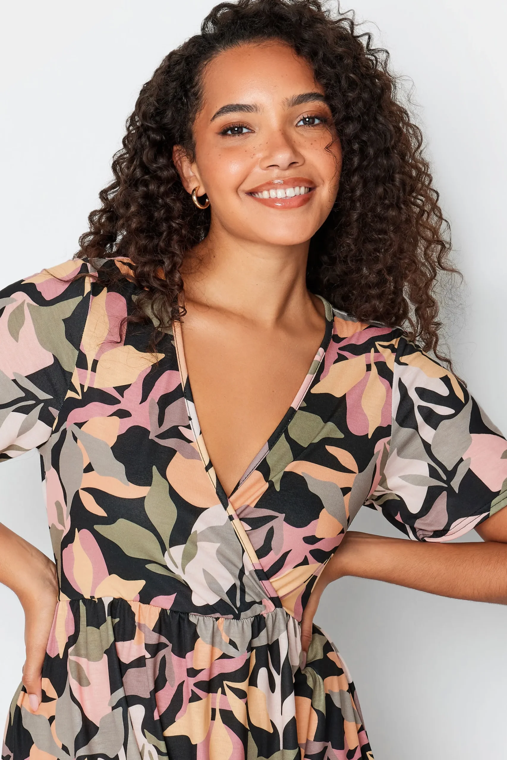 M&Co Womens M&Co Black Tropical Print Maxi Dress