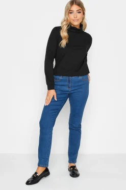 M&Co Womens M&Co Black Turtle Neck Long Sleeve Cotton Blend Top