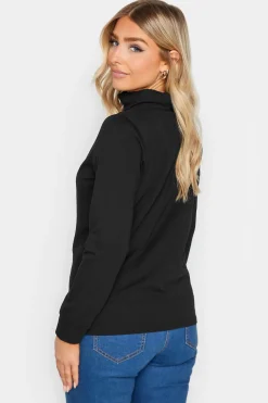 M&Co Womens M&Co Black Turtle Neck Long Sleeve Cotton Blend Top