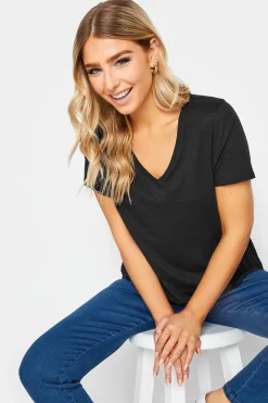 M&Co Womens M&Co Black V-Neck Cotton T-Shirt