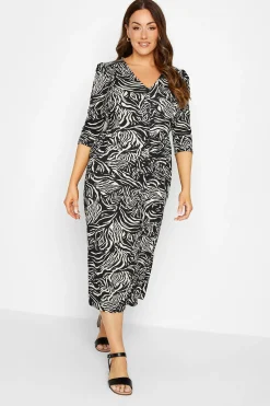 M&Co Womens M&Co Black Zebra Print Button Through Midaxi Dress