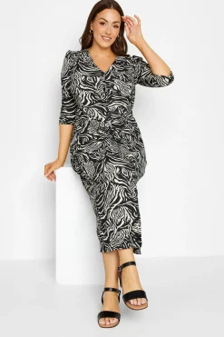 M&Co Womens M&Co Black Zebra Print Button Through Midaxi Dress