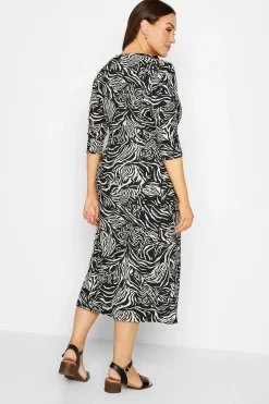 M&Co Womens M&Co Black Zebra Print Button Through Midaxi Dress
