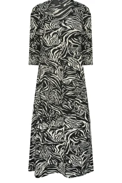 M&Co Womens M&Co Black Zebra Print Button Through Midaxi Dress