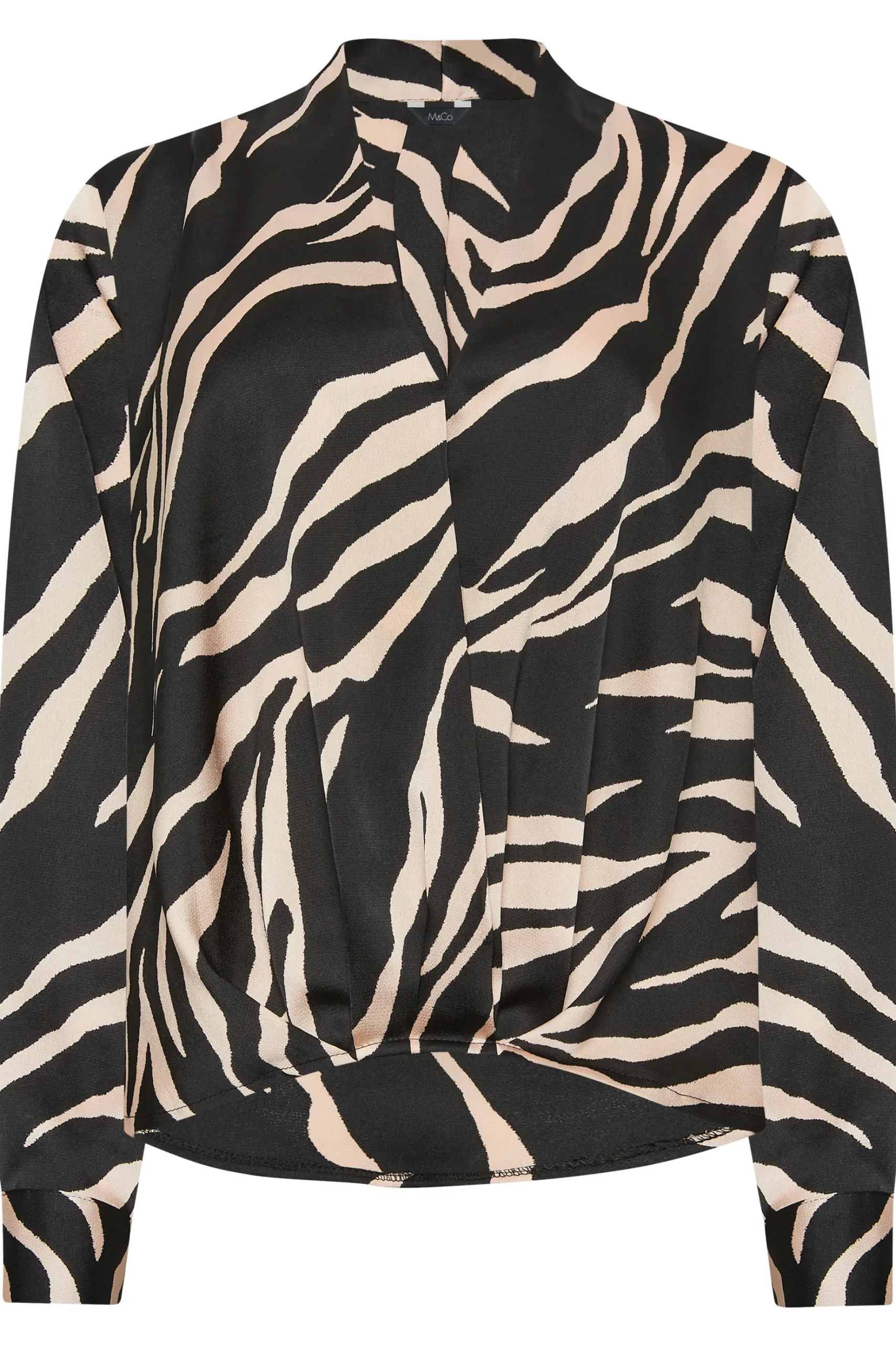 M&Co Womens M&Co Black Zebra Print Wrap Front Blouse