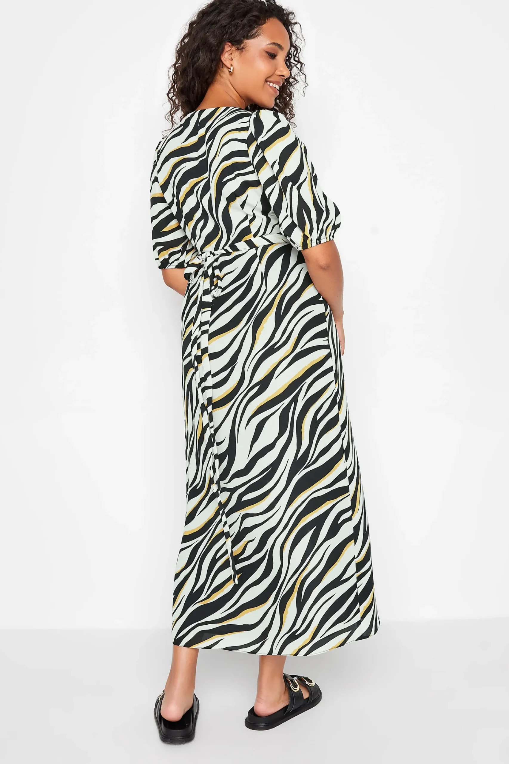 M&Co Womens M&Co Black Zebra Print Wrap Dress
