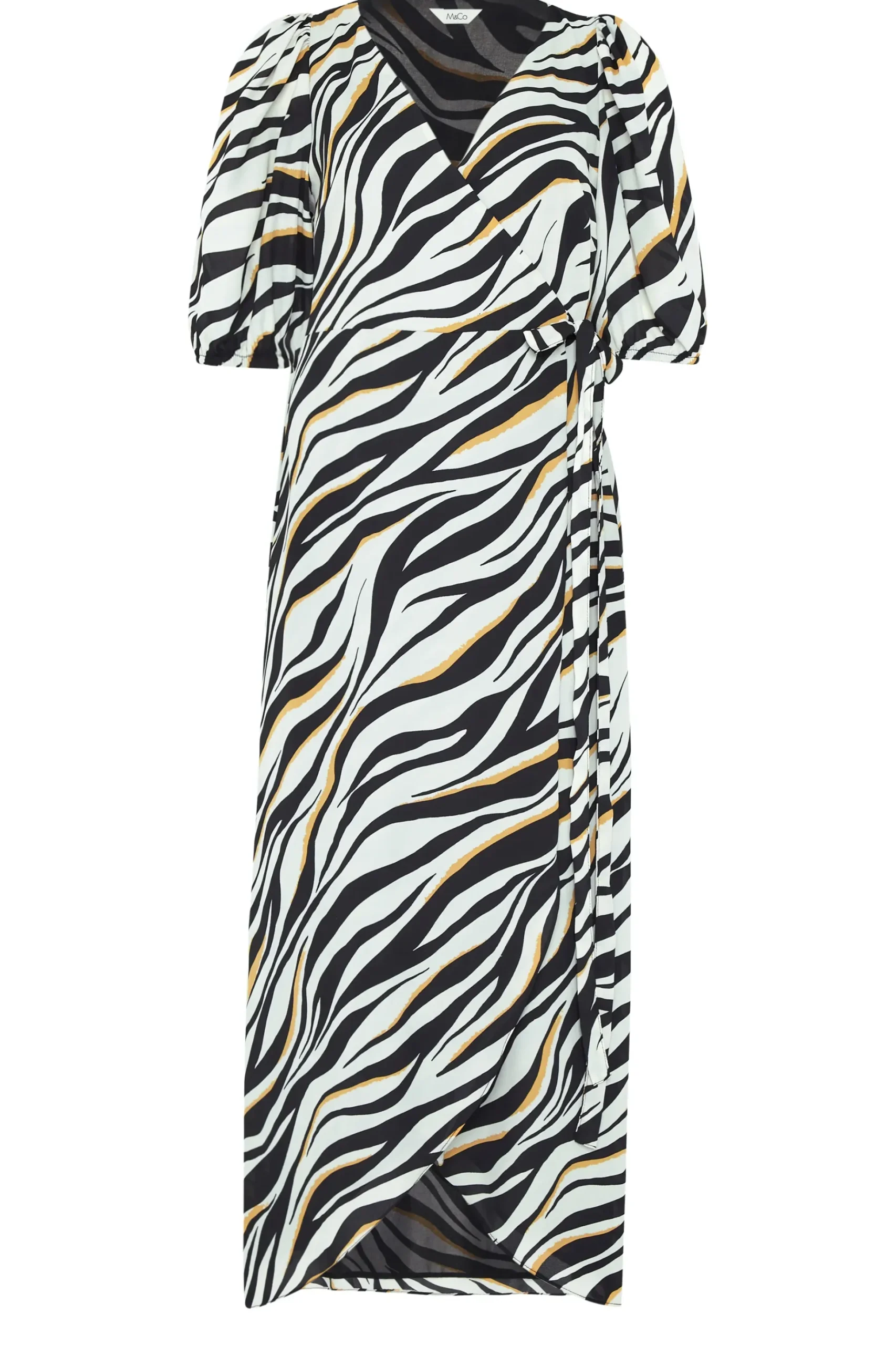 M&Co Womens M&Co Black Zebra Print Wrap Dress