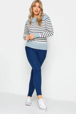 M&Co Womens M&Co Blue & White Stripe Jumper