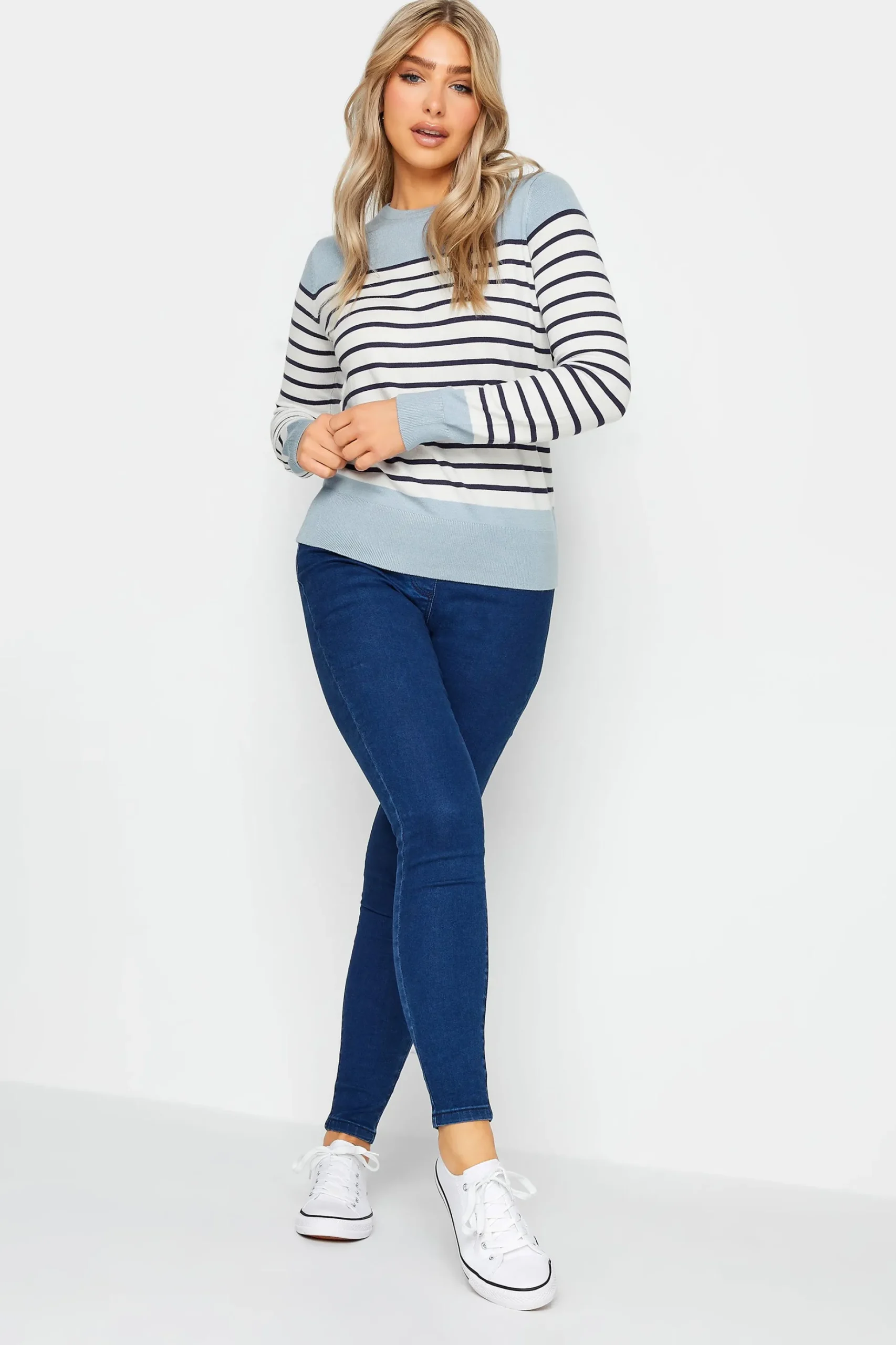 M&Co Womens M&Co Blue & White Stripe Jumper